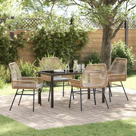 Conjunto de Comedor de Jardín 5 pcs Marrón ratán sintético