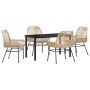 Conjunto de Comedor de Jardín 5 pcs Marrón ratán sintético