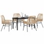 Conjunto de Comedor de Jardín 5 pcs Marrón ratán sintético
