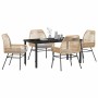 Conjunto de Comedor de Jardín 5 pcs Marrón ratán sintético