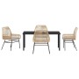 Conjunto de Comedor de Jardín 5 pcs Marrón ratán sintético