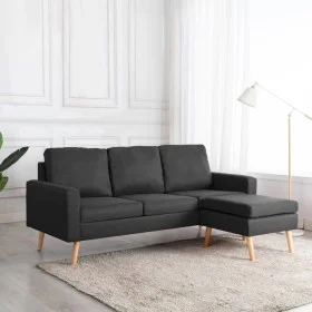 Sofá de 3 plazas con reposapiés de tela gris oscuro by vidaXL, Sofas - Ref: Foro24-288724, Price: 369,61 €, Discount: %