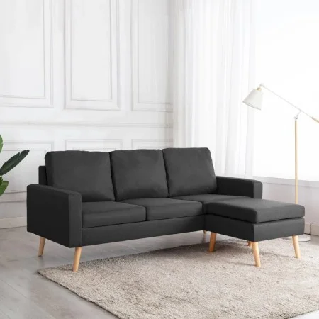 Sofá de 3 plazas con reposapiés de tela gris oscuro by vidaXL, Sofas - Ref: Foro24-288724, Price: 369,61 €, Discount: %