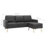 Sofá de 3 plazas con reposapiés de tela gris oscuro by vidaXL, Sofas - Ref: Foro24-288724, Price: 369,61 €, Discount: %
