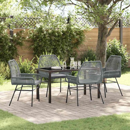 Conjunto de Comedor de Jardín 5 pcs Gris ratán sintético