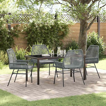 Conjunto de Comedor de Jardín 5 pcs Gris ratán sintético