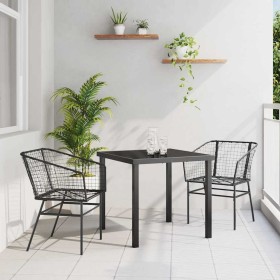 Conjunto de Comedor de Jardín 3 pcs Negro ratán sintético