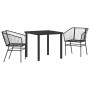 Conjunto de Comedor de Jardín 3 pcs Negro ratán sintético