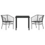 Conjunto de Comedor de Jardín 3 pcs Negro ratán sintético