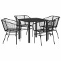 Conjunto de Comedor de Jardín 5 pcs Negro ratán sintético
