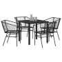 Conjunto de Comedor de Jardín 5 pcs Negro ratán sintético