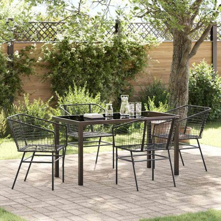 Conjunto de Comedor de Jardín 5 pcs Negro ratán sintético
