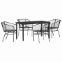 Conjunto de Comedor de Jardín 5 pcs Negro ratán sintético