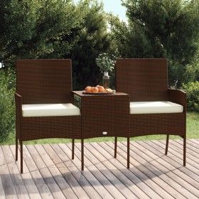 2-seater garden sofa with brown synthetic rattan side table by vidaXL, Outdoor sofas - Ref: Foro24-317622, Price: 156,90 €, D...