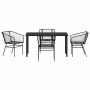Conjunto de Comedor de Jardín 5 pcs Negro ratán sintético