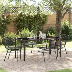 Conjunto de Comedor de Jardín 5 pcs Negro ratán sintético