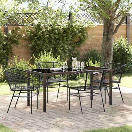 Conjunto de Comedor de Jardín 5 pcs Negro ratán sintético