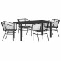 Conjunto de Comedor de Jardín 5 pcs Negro ratán sintético