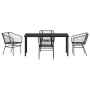 Conjunto de Comedor de Jardín 5 pcs Negro ratán sintético