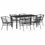 Conjunto de Comedor de Jardín 7 pcs Negro ratán sintético