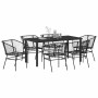 Conjunto de Comedor de Jardín 7 pcs Negro ratán sintético