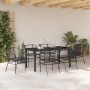 Conjunto de Comedor de Jardín 7 pcs Negro ratán sintético