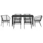 Conjunto de Comedor de Jardín 7 pcs Negro ratán sintético