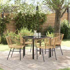 Conjunto de Comedor de Jardín 5 pcs Marrón ratán sintético