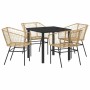 Conjunto de Comedor de Jardín 5 pcs Marrón ratán sintético