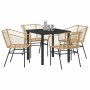 Conjunto de Comedor de Jardín 5 pcs Marrón ratán sintético