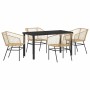 Conjunto de Comedor de Jardín 5 pcs Marrón ratán sintético