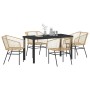 Conjunto de Comedor de Jardín 5 pcs Marrón ratán sintético