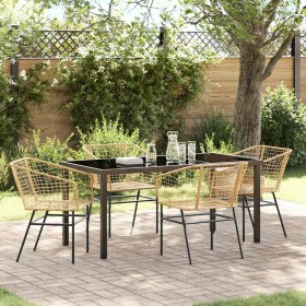 Conjunto de Comedor de Jardín 5 pcs Marrón ratán sintético
