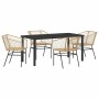 Conjunto de Comedor de Jardín 5 pcs Marrón ratán sintético