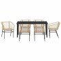 Conjunto de Comedor de Jardín 7 pcs Marrón ratán sintético