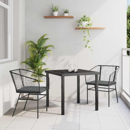 Conjunto de Comedor de Jardín 3 pcs Negro ratán sintético