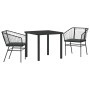 Conjunto de Comedor de Jardín 3 pcs Negro ratán sintético