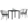 Conjunto de Comedor de Jardín 3 pcs Negro ratán sintético