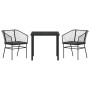 Conjunto de Comedor de Jardín 3 pcs Negro ratán sintético