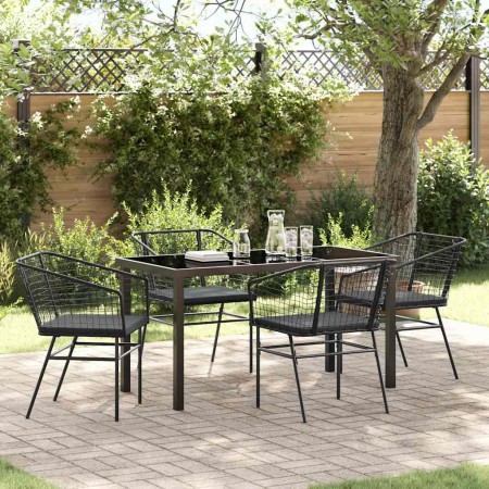Conjunto de Comedor de Jardín 5 pcs Negro ratán sintético