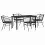 Conjunto de Comedor de Jardín 5 pcs Negro ratán sintético