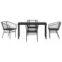 Conjunto de Comedor de Jardín 5 pcs Negro ratán sintético