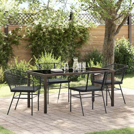 Conjunto de Comedor de Jardín 5 pcs Negro ratán sintético