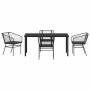Conjunto de Comedor de Jardín 5 pcs Negro ratán sintético