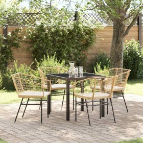 Conjunto de Comedor de Jardín 5 pcs Marrón ratán sintético