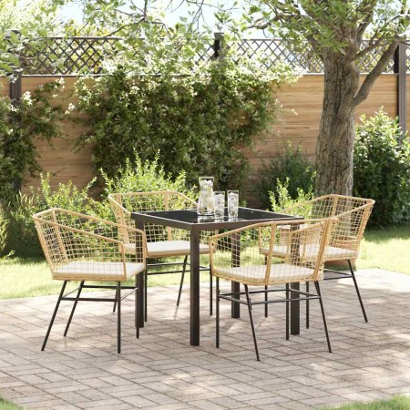 Conjunto de Comedor de Jardín 5 pcs Marrón ratán sintético
