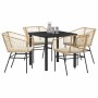 Conjunto de Comedor de Jardín 5 pcs Marrón ratán sintético