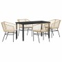Conjunto de Comedor de Jardín 5 pcs Marrón ratán sintético