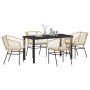 Conjunto de Comedor de Jardín 5 pcs Marrón ratán sintético