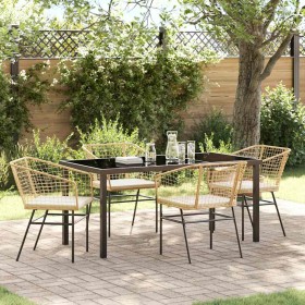 Conjunto de Comedor de Jardín 5 pcs Marrón ratán sintético